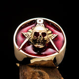 Perfectly crafted Men's Masonic Skull Ring Red - Solid Brass - BikeRing4u