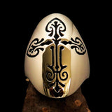Perfectly crafted Men's Coptic Cross Ring Black - Solid Brass - BikeRing4u