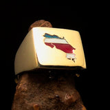 Excellent crafted Men's Costa Rican National Flag Ring Costa Rica - Solid Brass - BikeRing4u