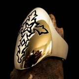 Perfectly crafted Men's Gothic Cross Ring Black - Solid Brass - BikeRing4u