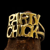 Excellent Crafted Word Ring Party Chick - solid Brass - BikeRing4u