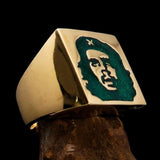 Excellent crafted Men's Revolution Ring Green Socialist - Solid Brass - BikeRing4u