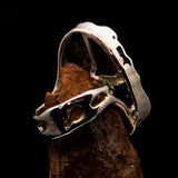 Oval shaped symmetric Artwork Sterling Silver Ring with Picture Jasper size 8 - BikeRing4u