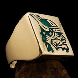 Perfectly crafted Men's Ring Viking Warrior Green - Solid Brass - BikeRing4u