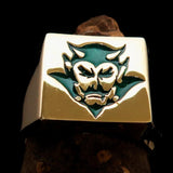 Perfectly crafted Men's Devil Ring Green - Solid Brass - BikeRing4u