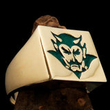Perfectly crafted Men's Devil Ring Green - Solid Brass - BikeRing4u