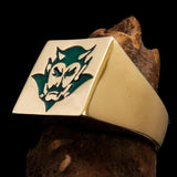 Perfectly crafted Men's Devil Ring Green - Solid Brass - BikeRing4u