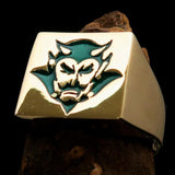 Perfectly crafted Men's Devil Ring Green - Solid Brass - BikeRing4u