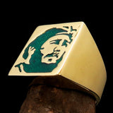 Excellent crafted Men's Revolution Ring Green Fidel - Solid Brass - BikeRing4u
