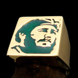Excellent crafted Men's Revolution Ring Green Fidel - Solid Brass - BikeRing4u