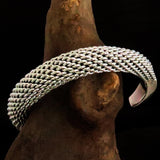 Excellent handcrafted minimalistic Sterling Silver Mesh Bracelet / Bangle - BikeRing4u