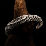Excellent handcrafted minimalistic Sterling Silver Mesh Bracelet / Bangle - BikeRing4u