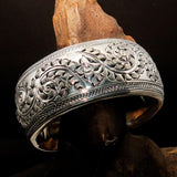 Excellent Hand Crafted Sterling Silver Bracelet / Bangle with Branches and Leafs - BikeRing4u