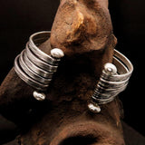Excellent handcrafted minimalistic 5 String Sterling Silver Bracelet / Bangle - BikeRing4u