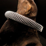 Excellent handcrafted minimalistic Sterling Silver Mesh Bracelet / Bangle - BikeRing4u