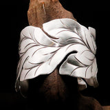 Excellent extra wide Hand Crafted Sterling Silver Bracelet / Bangle with many Leafs - BikeRing4u