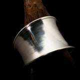 Excellent extra wide Hand Crafted Sterling Silver Bracelet / plain Bangle - BikeRing4u