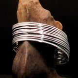 Excellent handcrafted minimalistic 16 String Sterling Silver Bracelet / Bangle - BikeRing4u