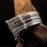 Excellent handcrafted minimalistic 16 String Sterling Silver Bracelet / Bangle - BikeRing4u