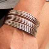 Excellent handcrafted minimalistic 16 String Sterling Silver Bracelet / Bangle - BikeRing4u