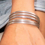 Excellent handcrafted minimalistic 5 String Sterling Silver Bracelet / Bangle - BikeRing4u