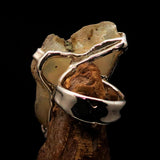 Sterling Silver Ring with fancy shaped Champagne Druzy Agate Cabochon - BikeRing4u