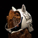 Excellent crafted Men's Biker Ring shiny Celtic Devil Skull - Sterling Silver - BikeRing4u