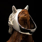 Excellent crafted Men's Biker Ring shiny Celtic Devil Skull - Sterling Silver - BikeRing4u