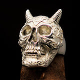 Excellent crafted Men's Biker Ring shiny Celtic Devil Skull - Sterling Silver - BikeRing4u