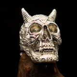 Excellent crafted Men's Biker Ring shiny Celtic Devil Skull - Sterling Silver - BikeRing4u