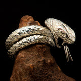Excellent crafted Men's Reptile Ring Python Snake Sterling Silver 925 - BikeRing4u