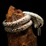 Excellent crafted Men's Reptile Ring Python Snake Sterling Silver 925 - BikeRing4u