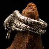 Excellent crafted Men's Reptile Ring Python Snake Sterling Silver 925 - BikeRing4u