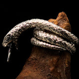 Excellent crafted Men's Reptile Ring Python Snake Sterling Silver 925 - BikeRing4u