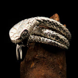 Excellent crafted Men's Reptile Ring Python Snake Sterling Silver 925 - BikeRing4u
