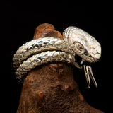 Excellent crafted Men's Reptile Ring Python Snake Sterling Silver 925 - BikeRing4u