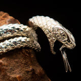 Excellent crafted Men's Reptile Ring Python Snake Sterling Silver 925 - BikeRing4u
