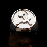Excellent crafted Men's Socialist Ring Shiny Hammer Sickle - Sterling Silver - BikeRing4u