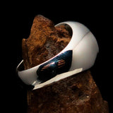 Excellent crafted Men's Socialist Ring Shiny Hammer Sickle - Sterling Silver - BikeRing4u