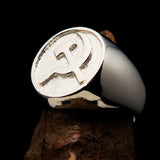 Excellent crafted Men's Socialist Ring Shiny Hammer Sickle - Sterling Silver - BikeRing4u