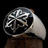 Perfectly crafted domed Men's black Unity Ring - Sterling Silver - BikeRing4u