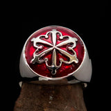 Perfectly crafted domed Men's Red Unity Ring - Sterling Silver - BikeRing4u