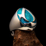 Excellent crafted ancient Men's blue Assassin Ring - Sterling Silver - BikeRing4u