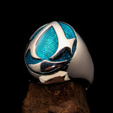 Excellent crafted ancient Men's blue Assassin Ring - Sterling Silver - BikeRing4u