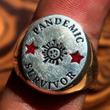 Excellent crafted Men's Sterling Silver Ring Pandemic Survivor - BikeRing4u
