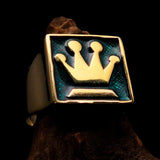 Perfectly crafted Men's Chess Player Ring Queen's Crown Blue - Solid Brass - BikeRing4u