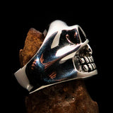 Excellent crafted Men's Biker Ring winking Gnome Skull - Sterling Silver - BikeRing4u