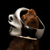 Excellent crafted Men's Biker Ring winking Gnome Skull - Sterling Silver - BikeRing4u