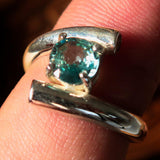 Gemstone Sterling Silver Solitaire Ring with Round Cut Blue Zircon - Size 7 - BikeRing4u