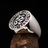 Nicely crafted Men's ancient Viking Runes Ring Antiqued - Sterling Silver - BikeRing4u